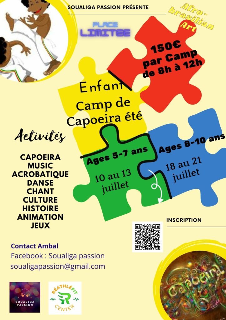 affiche de camp étét capoeira pour les enfants